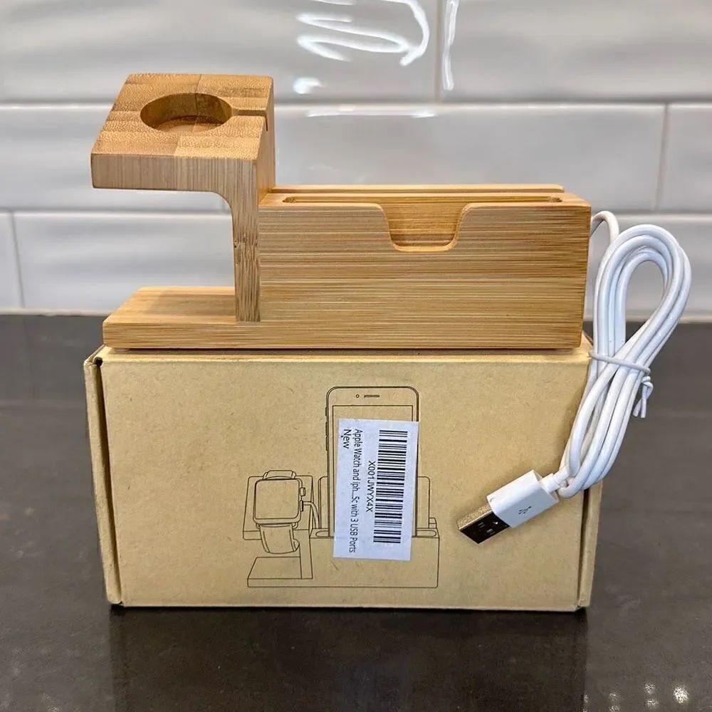 Bamboo Apple Charging Stand-NWOT
